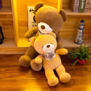 Teddy bear soft toy with eyes closed